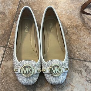 Michael Kors Gray and White Logo Flats
